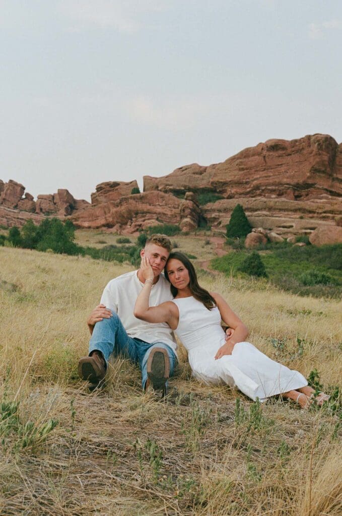Jordan and Andrew's Red Rocks Engagement Session near Denver captured on film
